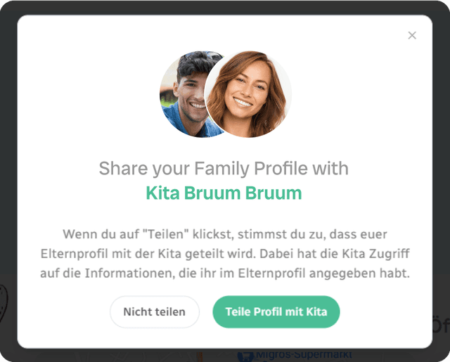 Eltern teilen ihr Familien-Profil mit deiner Kita